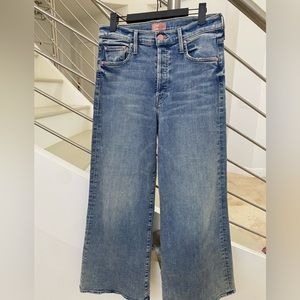 Mother Denim The Tomcat Roller Ankle Jeans Wide Leg in Bonfire Lighting